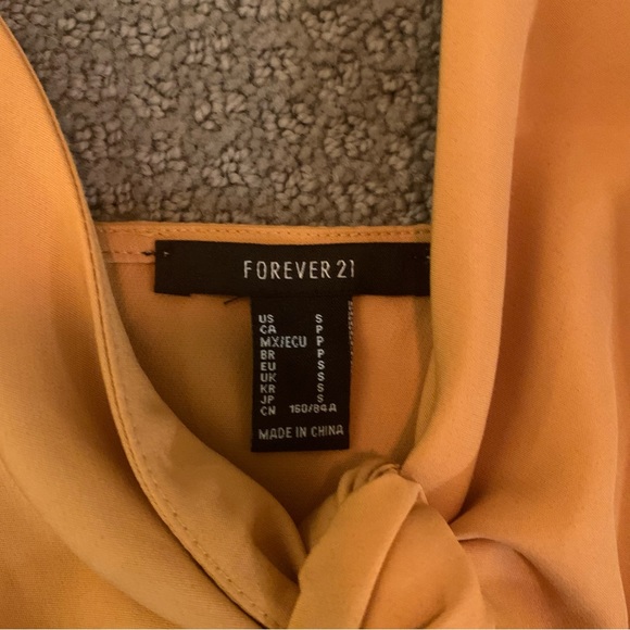 Forever 21 Mustard MIDI Buttondown Dress - Tie Front Spaghetti Strap Dress - Picture 6 of 9